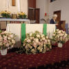 Beautiful blush, pink &amp; white roses, daisies, alstroemeria and other fillers altar