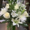 White Roses, White Lilys, White Spiders, White stock, White Austomeria, Italian Russcus