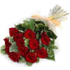 One dozen red roses wrapped with greenery Deluxe is 18 roses Premium