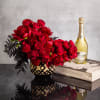 Imagine a striking floral arrangement featuring deep dark burgundy peonies and red