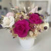 Long lasting floral arrangement with pampas, preserved natural roses and other preserved