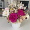 Long lasting floral arrangement with pampas, preserved natural roses and other preserved