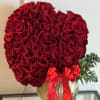 Beautiful Heart, Made of 100 Red Roses, on Gold Base, Medium Size