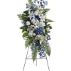 Tranquil blue and white flowers reminiscent of a soft ocean breeze offer