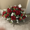 Large size saddle for cemetery in red, white. Flowers may vary. Upgrade