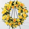 Wreath in a variety of yellow flowers