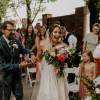 Beautiful, bohemian style hand tied bridal bouquet with peonies, dahlias, roses, ranunculus