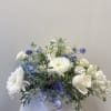 White and Blue blooms in a keepsake container.