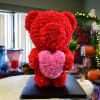 These gorgeous Teddy bear are made of soft synthetic fabric roses in