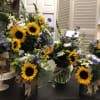 Yellow, White, Lavender, sunflowers and their cronies make up these beautiful bouquets