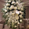 White roses and white dendrobium orchids
