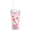 Acrylic travel cup with fun smiling snails, mushrooms, and butterflies. There are