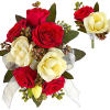Fragrant and fabulous, this elegant boutonniere of crimson roses and white freesia