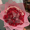 25 Red roses with diamond pins, crown, and butterflies
we have available in