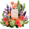 A bright mix of purples and oranges. 
Copyrighted content provided by FlowerShopNetwork.com.