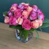 Lovely, vibrant peach purple and pink roses perfect gift to fill up