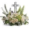 Green Hydrangea, White Lilies, White Roses, White Alstromeria and Mixed Greenery