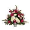 A beautiful pink and white display of fresh flowers that is both