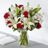 Elegantly crafted with a stunning mix of red and white blooms, our