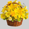 A-tisket, a-tasket, a happy yellow basket! A cheerful gift basket for birthdays