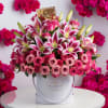 Hot Pink Roses and Stargazer lilies