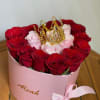 Heart box of red and pink roses with a princess crown&hellip; with