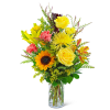 This sunny mixed flower arrangement has been chosen and designed by our