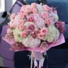 Introducing our stunning bouquet of Pink Roses, Hydrangeas, and Pink Orchids, a