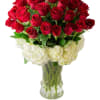 Send this luxury red rose arrangement wrapped in white hydrangeas. 

DETAILS
Beautiful velvety