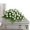 White carnations convey pure love and innocence. The Peaceful in White Casket