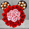 A modern flower arrangement in a Mickey box filled with roses &amp;