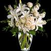 A dreamy bouquet of white sympathy flowers is a comforting reminder of
