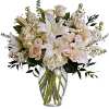 A dreamy bouquet of white sympathy flowers is a comforting reminder of