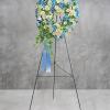 Adorned with trailing ivy, this petite, 16&quot; sweetheart-shaped wreath of sky-blue hydrangea