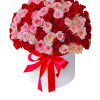 A modern flower arrangement in a cylinder box filled with roses.

DETAILS
This cylinder