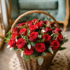 Indulge in the charm of our fresh red roses, nestled within exquisite