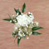  corsage with babys breath and green, your choice of any color
