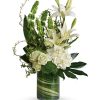 Snow white blooms and eye-catching greens create this beautiful botanical gift that&#039;s