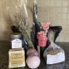 This romantic gift basket is perfect for a couples bath experience. Includes