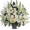 Like the sun on the horizon, this pure white bouquet of hydrangea
