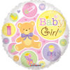 18&quot; Baby girl mylar balloon. Filled with helium. Stays afloat up to
