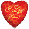 18&quot; I Love You mylar balloon. Filled with helium. Stays afloat up
