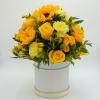 Sunflowers, Roses, Carnations, Spray Roses, Yellow aster, and Mixed Greenery

*Box Material* 
Size