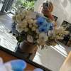 Adorable velvet box with mix flowers and GORGEOUS blue orchids!