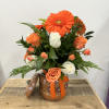 A striking clay or arrangement featuring a vivid mix of white and