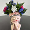 Beautiful delicate 4&#039;&#039; inches ceramic vase with soft and fresh flowers