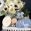 Details:
Stylish gift set for new baby. 

Includes: Fresh flower bouquet in a