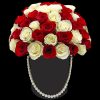 A modern flower arrangement in a heart box filled with roses.

DETAILS
This cylinder