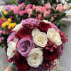 Red, Lavender and white roses