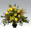 DC=Designers Choice
This beautiful sympathy bouquet is filled with seasonal flowers primarily in